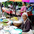  Marktfrau auf einem typischen Dorfmarkt 